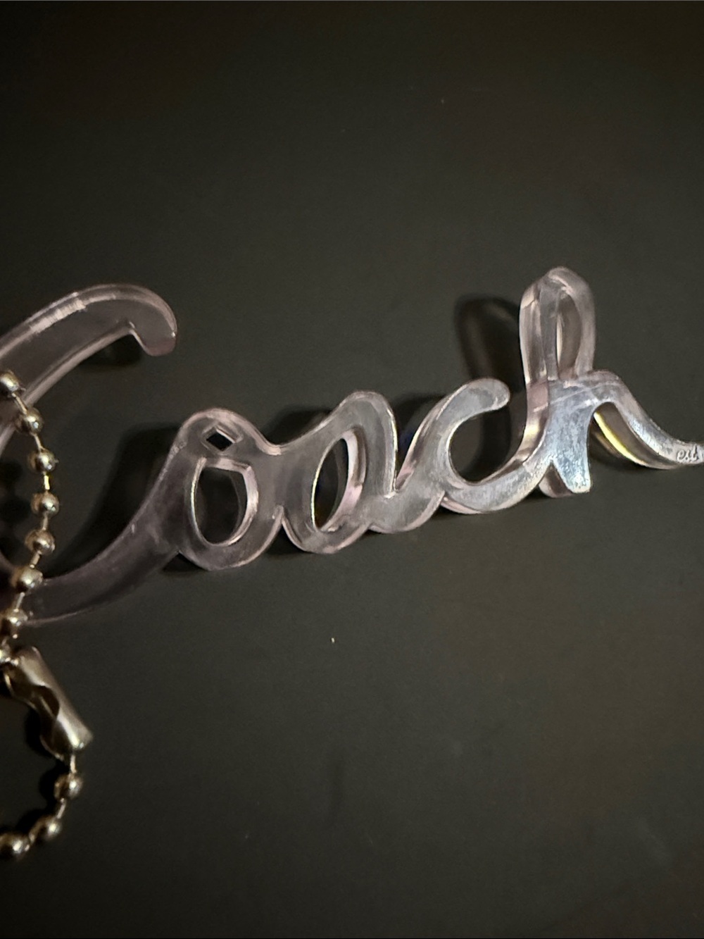 COACH Clear Acrylic Hang Tag Bag Charm preloved - Picture 11 of 12